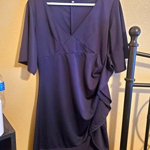 Navy Side Ruffle Dress